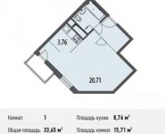 1-комнатная квартира площадью 33.7 кв.м, Белорусская ул., 10 | цена 3 250 590 руб. | www.metrprice.ru