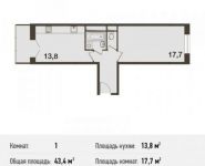 1-комнатная квартира площадью 43.4 кв.м, Новотушинская ул. | цена 3 819 374 руб. | www.metrprice.ru