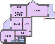 3-комнатная квартира площадью 78 кв.м, Летчика Грицевца ул., 10 | цена 9 199 000 руб. | www.metrprice.ru