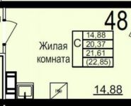 1-комнатная квартира площадью 22.9 кв.м, Осташковское ш. | цена 1 471 000 руб. | www.metrprice.ru