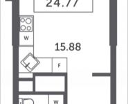 1-комнатная квартира площадью 24.77 кв.м, Мякининское шоссе, 4, корп.6 | цена 3 051 416 руб. | www.metrprice.ru