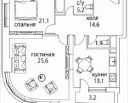 2-комнатная квартира площадью 76 кв.м, Золоторожский Вал, 11, стр. 9, корп.1 | цена 19 787 600 руб. | www.metrprice.ru