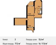 2-комнатная квартира площадью 77.5 кв.м, Вертолётчиков ул, 4к6 | цена 7 676 375 руб. | www.metrprice.ru