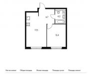 1-комнатная квартира площадью 40.7 кв.м,  | цена 3 667 070 руб. | www.metrprice.ru