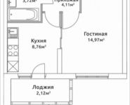1-комнатная квартира площадью 34.04 кв.м,  | цена 3 779 716 руб. | www.metrprice.ru