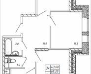3-комнатная квартира площадью 68.2 кв.м, Дружбы, 38 | цена 5 327 102 руб. | www.metrprice.ru