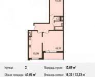 2-комнатная квартира площадью 61 кв.м,  | цена 3 724 050 руб. | www.metrprice.ru