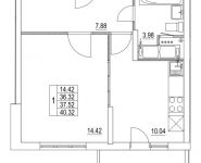 1-комнатная квартира площадью 37.52 кв.м, 2-я Муравская | цена 5 113 285 руб. | www.metrprice.ru