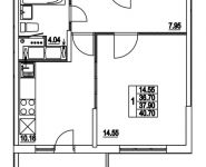 1-комнатная квартира площадью 37.9 кв.м, 2-я Муравская | цена 5 214 736 руб. | www.metrprice.ru
