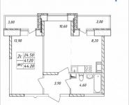 2-комнатная квартира площадью 44.2 кв.м, Дружбы, 46 | цена 4 240 990 руб. | www.metrprice.ru