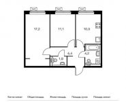 2-комнатная квартира площадью 51.2 кв.м, Ясеневая ул, 12к3 | цена 10 152 960 руб. | www.metrprice.ru