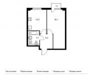 1-комнатная квартира площадью 40.3 кв.м,  | цена 7 644 910 руб. | www.metrprice.ru