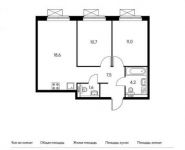 2-комнатная квартира площадью 53.6 кв.м, Заречная ул., 23 | цена 5 177 760 руб. | www.metrprice.ru