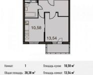 1-комнатная квартира площадью 38.4 кв.м, Центральная ул. | цена 4 033 738 руб. | www.metrprice.ru