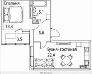 2-комнатная квартира площадью 48 кв.м, улица Николая Химушина, 9к2 | цена 9 620 000 руб. | www.metrprice.ru