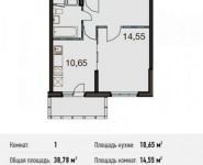 1-комнатная квартира площадью 38.8 кв.м, Центральная ул. | цена 4 129 178 руб. | www.metrprice.ru