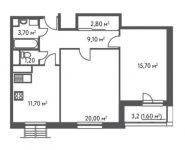 2-комнатная квартира площадью 64.6 кв.м, улица Софьи Ковалевской, 20 | цена 12 125 420 руб. | www.metrprice.ru