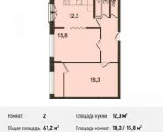 2-комнатная квартира площадью 61.2 кв.м, Ивановская ул., 1 | цена 4 957 200 руб. | www.metrprice.ru