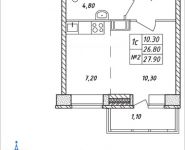 1-комнатная квартира площадью 27.9 кв.м, Горная, 7 | цена 2 287 800 руб. | www.metrprice.ru