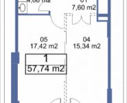 1-комнатная квартира площадью 57.74 кв.м, Кудрявцева, IV | цена 6 994 703 руб. | www.metrprice.ru