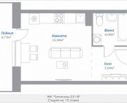 1-комнатная квартира площадью 26.08 кв.м, Новорязанское шоссе, 15, корп.15 | цена 2 057 190 руб. | www.metrprice.ru