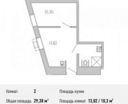 2-комнатная квартира площадью 29.4 кв.м, Комдива Орлова ул., ВЛ1 | цена 4 524 520 руб. | www.metrprice.ru
