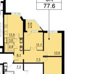 3-комнатная квартира площадью 77.6 кв.м, Генерала Белова улица, д.28, к.2 | цена 11 608 960 руб. | www.metrprice.ru