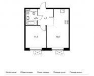 1-комнатная квартира площадью 39.3 кв.м,  | цена 4 743 510 руб. | www.metrprice.ru