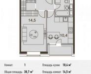 1-комнатная квартира площадью 38.7 кв.м, 6-я Радиальная улица, 7 | цена 6 041 070 руб. | www.metrprice.ru