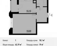 1-комнатная квартира площадью 43.2 кв.м, Берзарина ул., 28 | цена 8 293 474 руб. | www.metrprice.ru