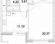1-комнатная квартира площадью 42.21 кв.м, Лазоревый пр., 3 | цена 10 457 527 руб. | www.metrprice.ru