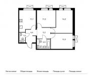 3-комнатная квартира площадью 64.6 кв.м, жилой комплекс Мякинино Парк, | цена 9 599 560 руб. | www.metrprice.ru