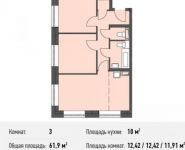 3-комнатная квартира площадью 61.9 кв.м, Донецкая ул., 30С1 | цена 7 748 580 руб. | www.metrprice.ru