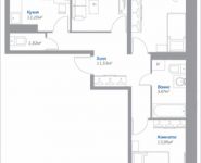 3-комнатная квартира площадью 74.08 кв.м, Новорязанское шоссе, 12, корп.12 | цена 5 113 594 руб. | www.metrprice.ru