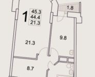 1-комнатная квартира площадью 45.3 кв.м, Агрохимиков ул., 15А | цена 4 990 000 руб. | www.metrprice.ru