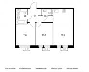 2-комнатная квартира площадью 54.6 кв.м, Александры Монаховой ул, 90к4 | цена 7 387 380 руб. | www.metrprice.ru