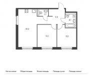 2-комнатная квартира площадью 56.6 кв.м, Ясеневая ул, 12к1 | цена 10 884 180 руб. | www.metrprice.ru