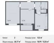 2-комнатная квартира площадью 60.2 кв.м,  | цена 3 568 950 руб. | www.metrprice.ru