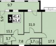 3-комнатная квартира площадью 63.4 кв.м,  | цена 7 024 720 руб. | www.metrprice.ru