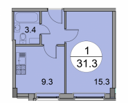1-комнатная квартира площадью 31.3 кв.м, ул. Чехова, 6 | цена 1 611 950 руб. | www.metrprice.ru