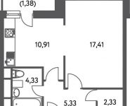2-комнатная квартира площадью 55.2 кв.м, Александры Монаховой ул, 90к4 | цена 8 075 760 руб. | www.metrprice.ru