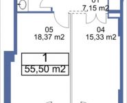 1-комнатная квартира площадью 55.5 кв.м, Кудрявцева, 14 | цена 6 451 941 руб. | www.metrprice.ru