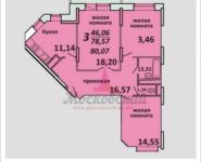 3-комнатная квартира площадью 80.07 кв.м, Садовая, 3, корп.1А | цена 4 557 126 руб. | www.metrprice.ru