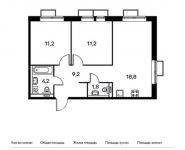 2-комнатная квартира площадью 56.4 кв.м, деревня Саларьево, вл6 | цена 6 954 120 руб. | www.metrprice.ru