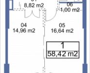 1-комнатная квартира площадью 58.42 кв.м, Кудрявцева, IV | цена 7 211 881 руб. | www.metrprice.ru
