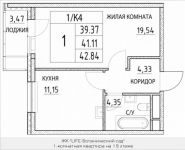 1-комнатная квартира площадью 41.11 кв.м, Лазоревый пр., 3 | цена 7 526 254 руб. | www.metrprice.ru