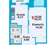 1-комнатная квартира площадью 34 кв.м, Отрадная ул., 18 | цена 1 749 810 руб. | www.metrprice.ru