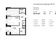 2-комнатная квартира площадью 54.4 кв.м,  | цена 8 580 147 руб. | www.metrprice.ru