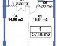 1-комнатная квартира площадью 57.88 кв.м, Кудрявцева, IV | цена 7 145 219 руб. | www.metrprice.ru