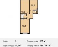 2-комнатная квартира площадью 60.2 кв.м, Вертолётчиков ул, 4к6 | цена 6 203 610 руб. | www.metrprice.ru